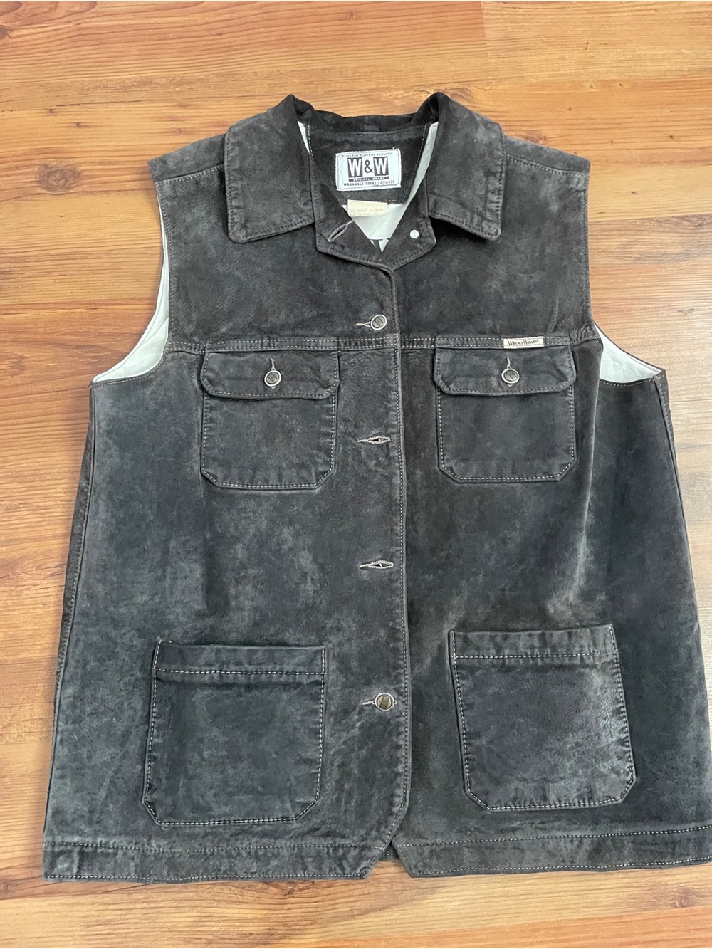 Vintage W&W Washable Black Suede Women's Vest